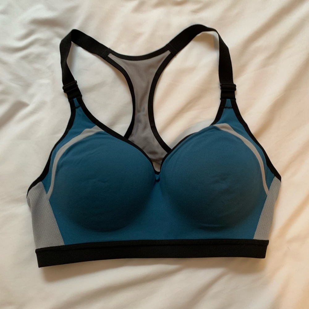 VICTORIAS SECRET navy blue and grey sports bra
